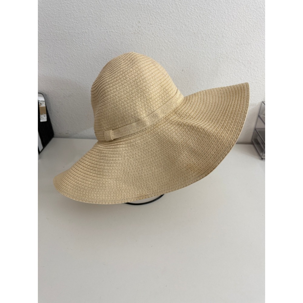 Shade & Shore Tan Floppy Straw Sun Hat Wide Brim Beach Hat Adjustable Beige